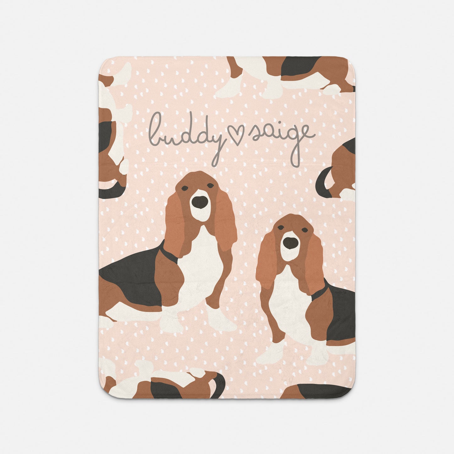 Basset Hound Dog Personalized Sherpa Baby Blanket