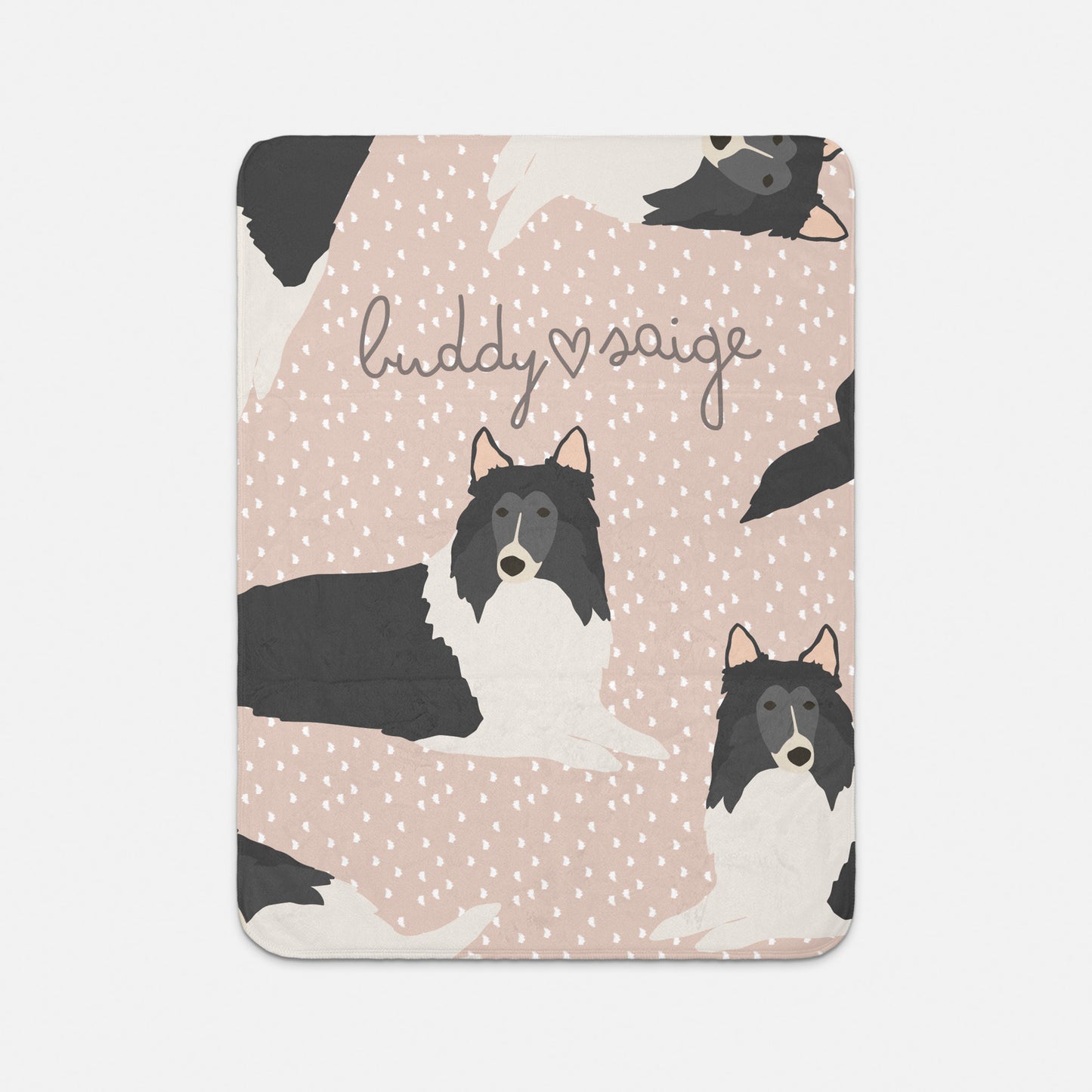 Collie Dog Personalized Sherpa Baby Blanket