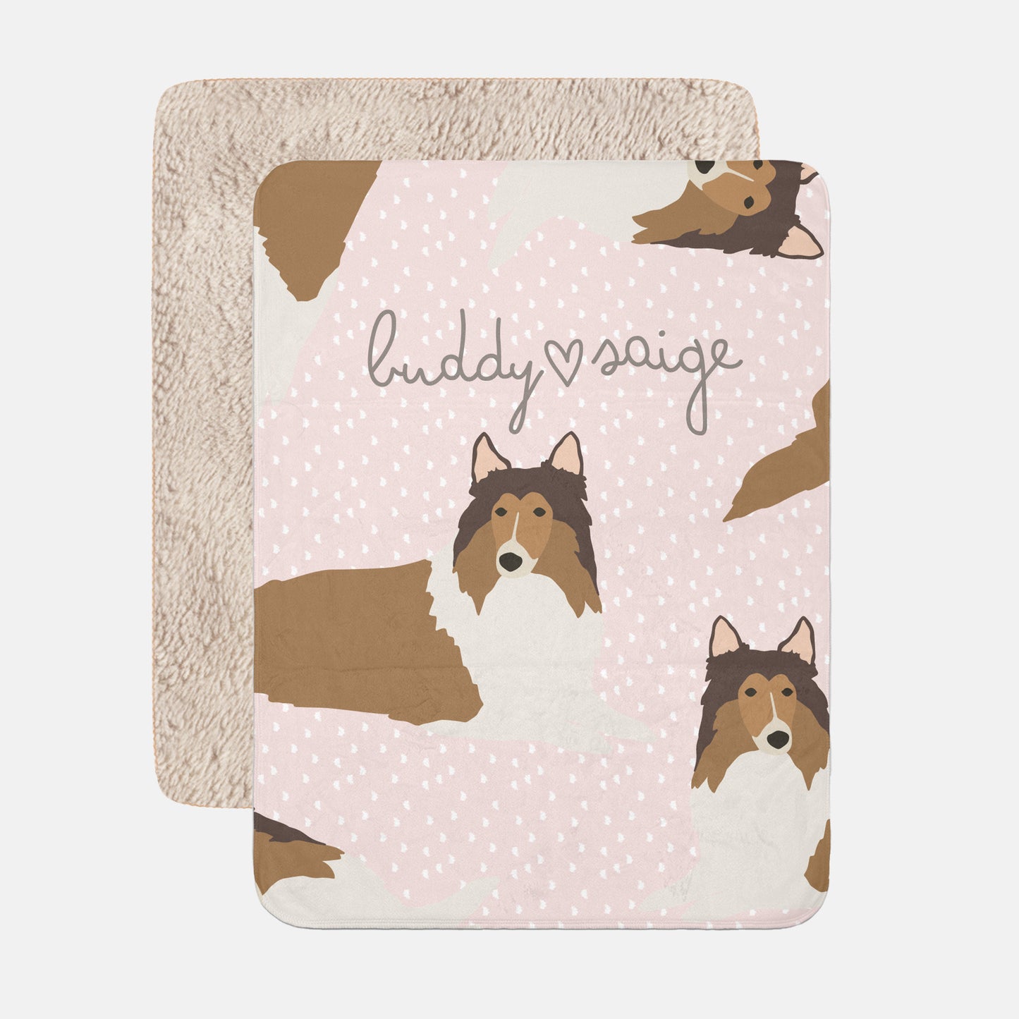 Collie Dog Personalized Sherpa Baby Blanket