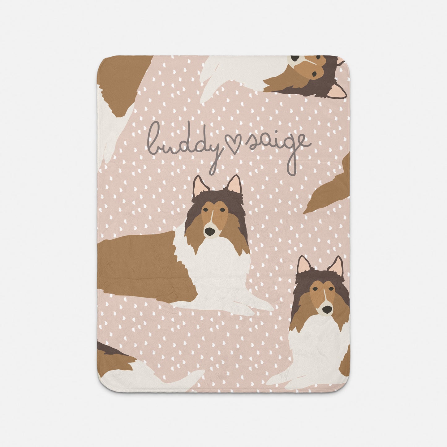 Collie Dog Personalized Sherpa Baby Blanket