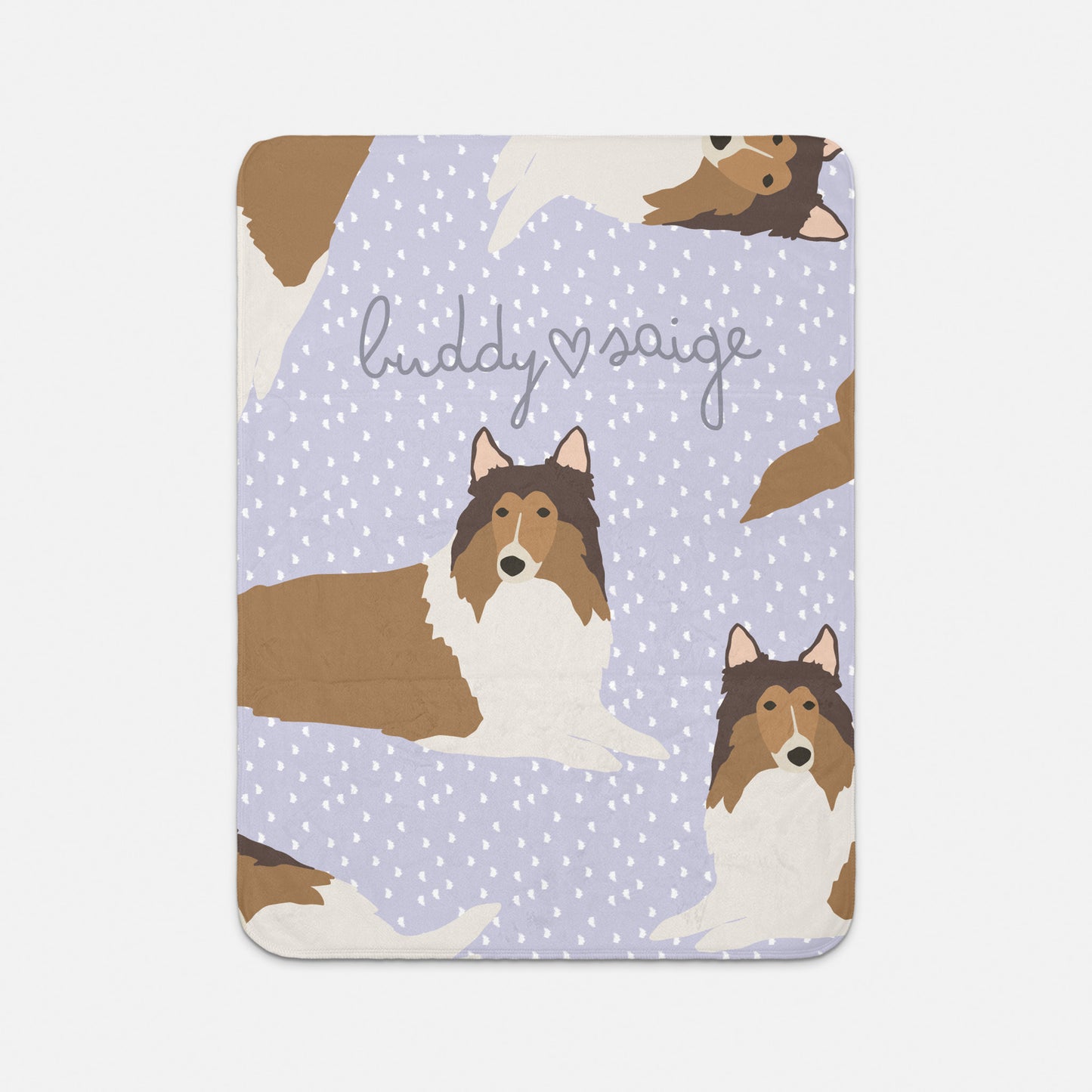 Collie Dog Personalized Sherpa Baby Blanket