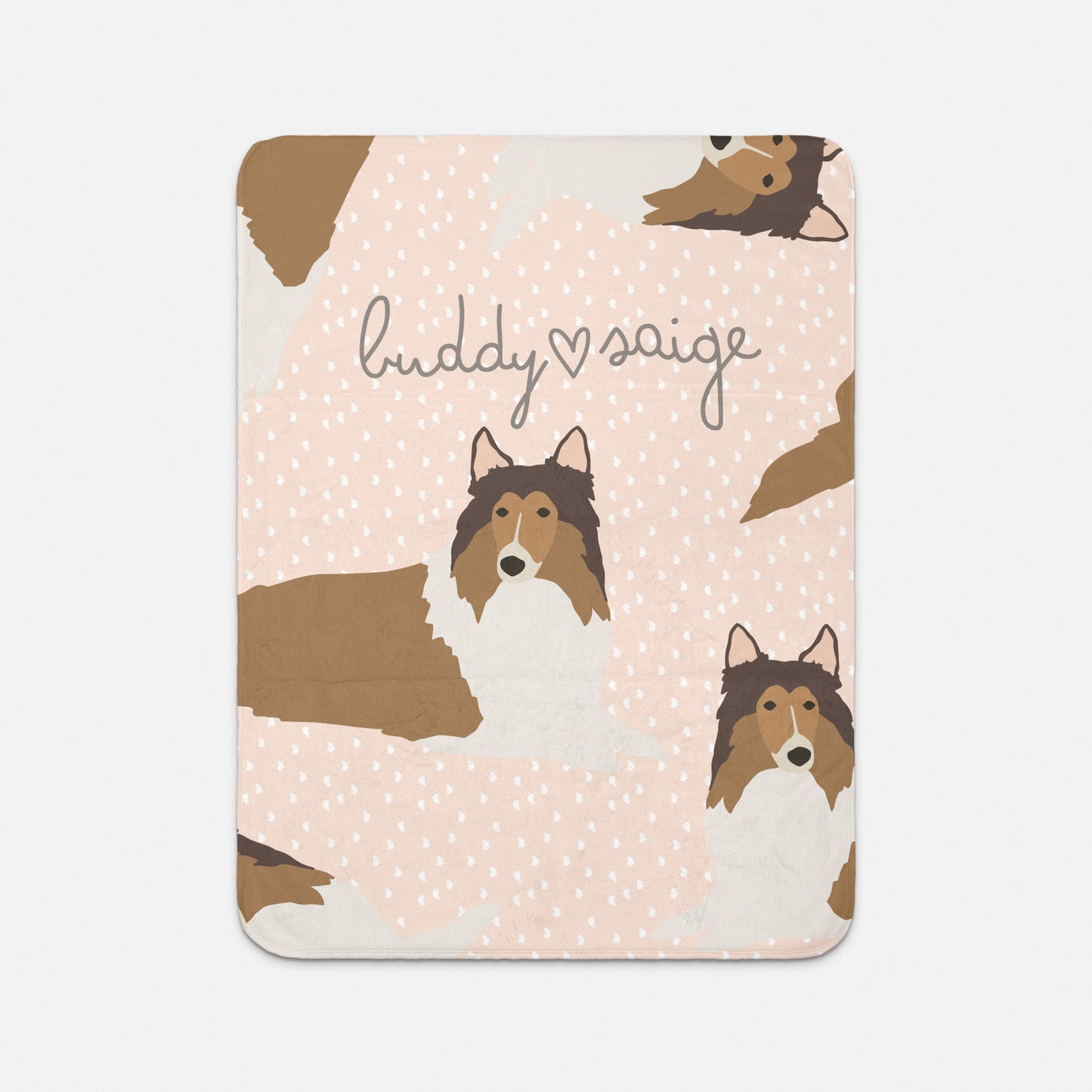Collie Dog Personalized Sherpa Baby Blanket