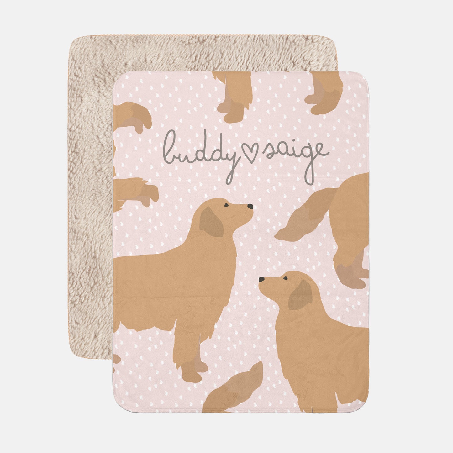 Golden Retriever Dog Personalized Sherpa Baby Blanket