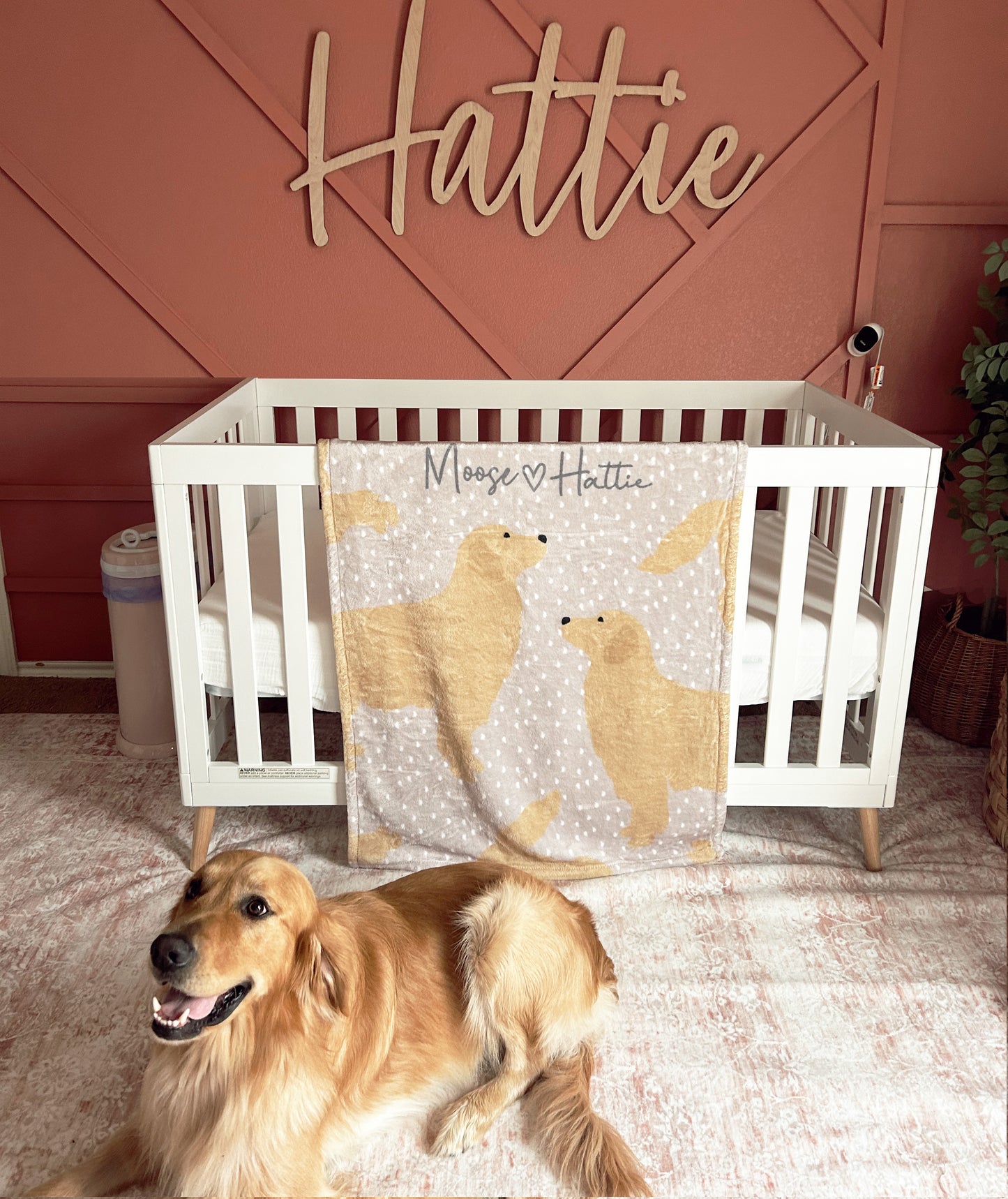 Golden Retriever Dog Personalized Baby Blanket