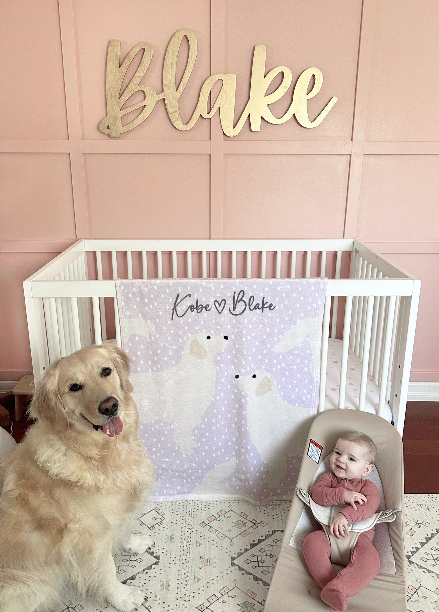 Golden Retriever Dog Personalized Baby Blanket