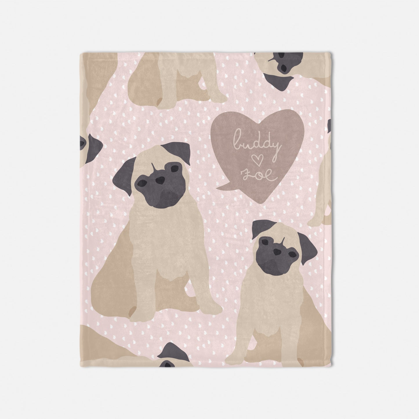 Pug Dog Personalized Baby Blanket