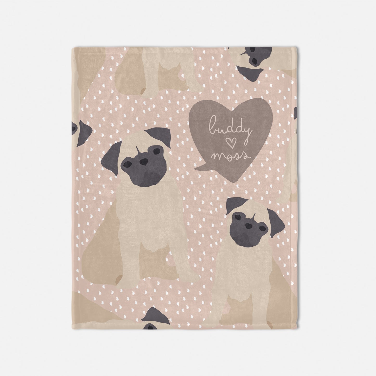 Pug Dog Personalized Baby Blanket