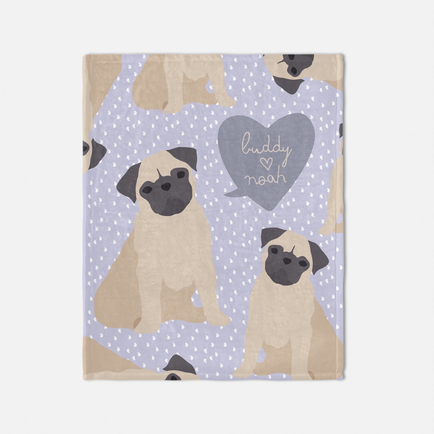 Pug Dog Personalized Baby Blanket