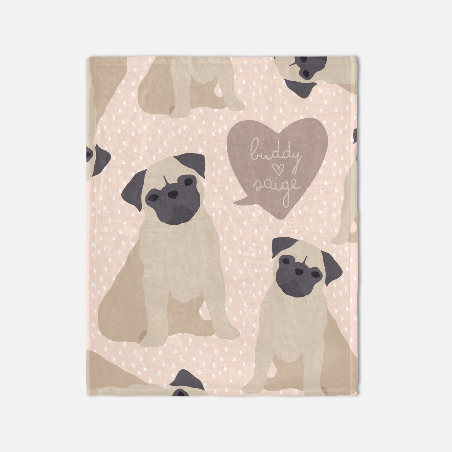 Pug Dog Personalized Baby Blanket