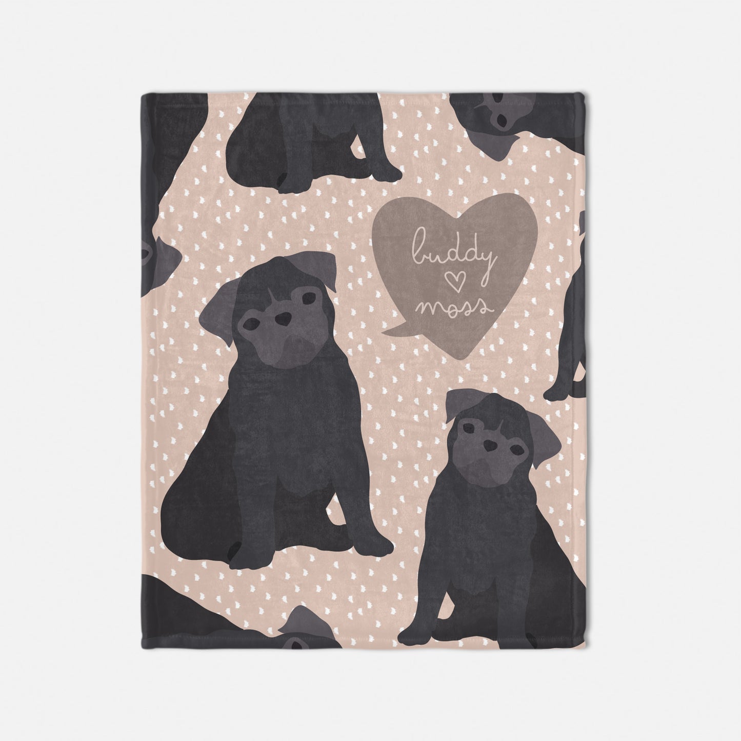 Pug Dog Personalized Baby Blanket