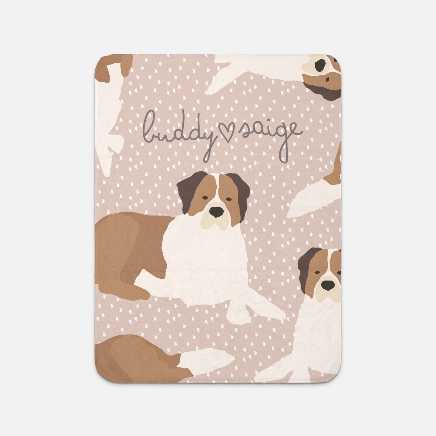 St Bernard Dog Personalized Sherpa Baby Blanket