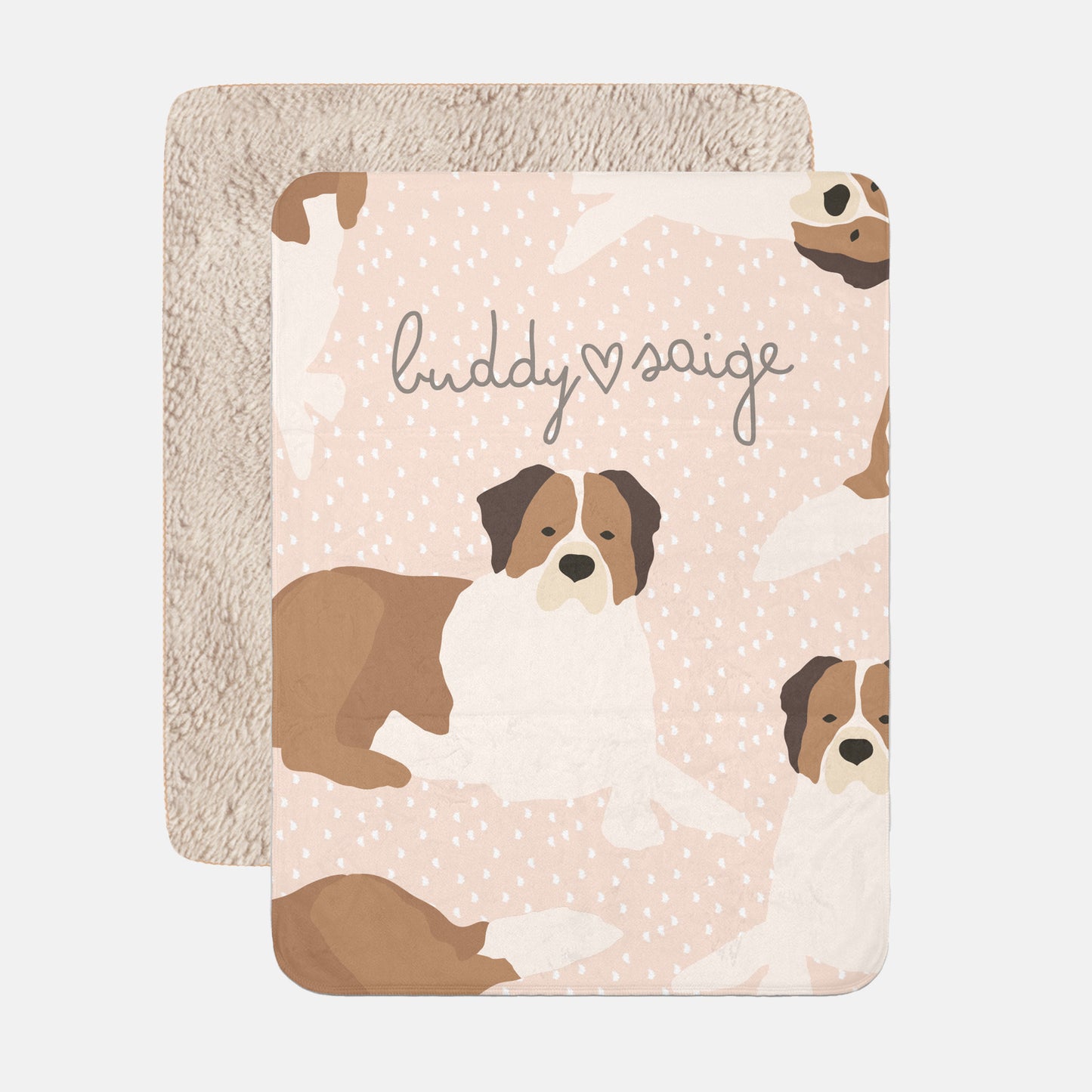 St Bernard Dog Personalized Sherpa Baby Blanket
