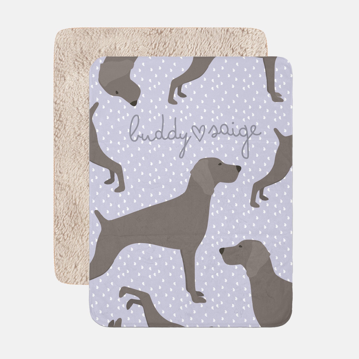 Weimaraner Dog Personalized Sherpa Baby Blanket