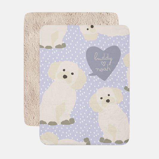 Bichon Dog Personalized Sherpa Blanket