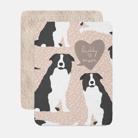 Border Collie Dog Personalized Sherpa Baby Blanket