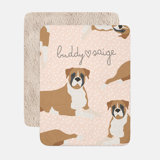 Boxer Dog Personalized Sherpa Baby Blanket