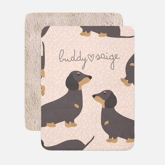 Dachshund Dog Personalized Sherpa Baby Blanket