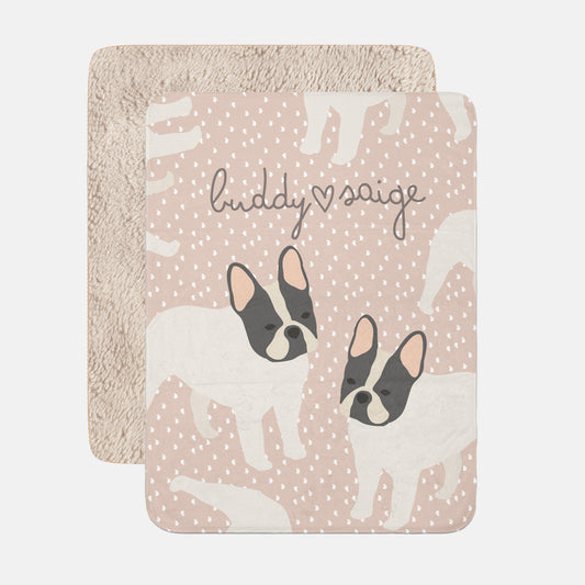 French Bulldog Personalized Sherpa Baby Blanket