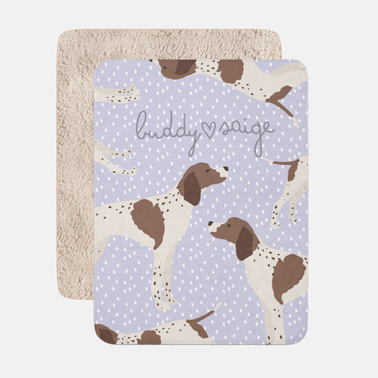 German Pointer Dog Personalized Sherpa Baby Blanket
