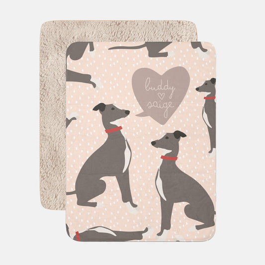 Greyhound Dog Personalized Sherpa Baby Blanket