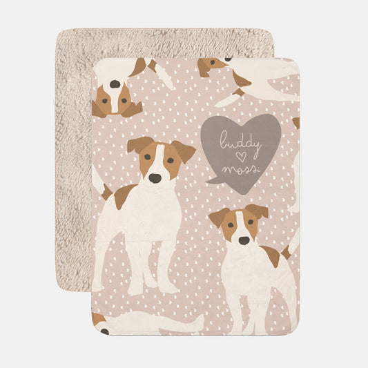 Jack Russell Dog Personalized Sherpa Baby Blanket