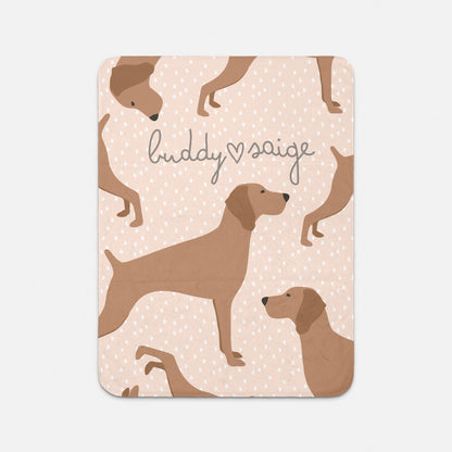 Vizsla Dog Personalized Sherpa Baby Blanket